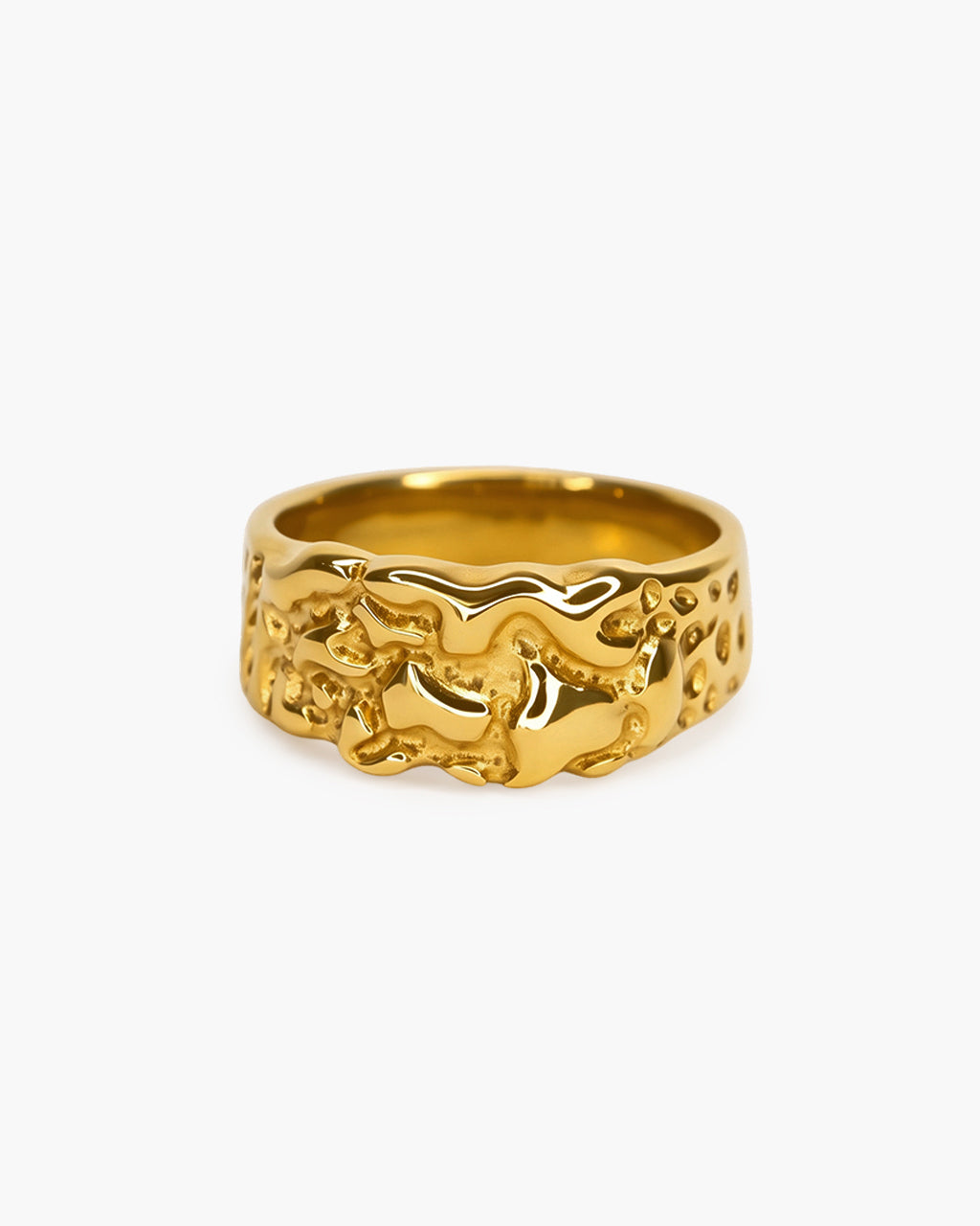 Ancient Organic Textured Band Waterproof Gold Ring