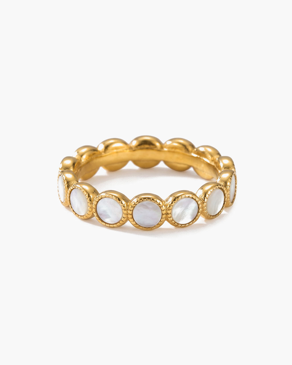 Beaded Circle Eternity Band Waterproof Gold Ring