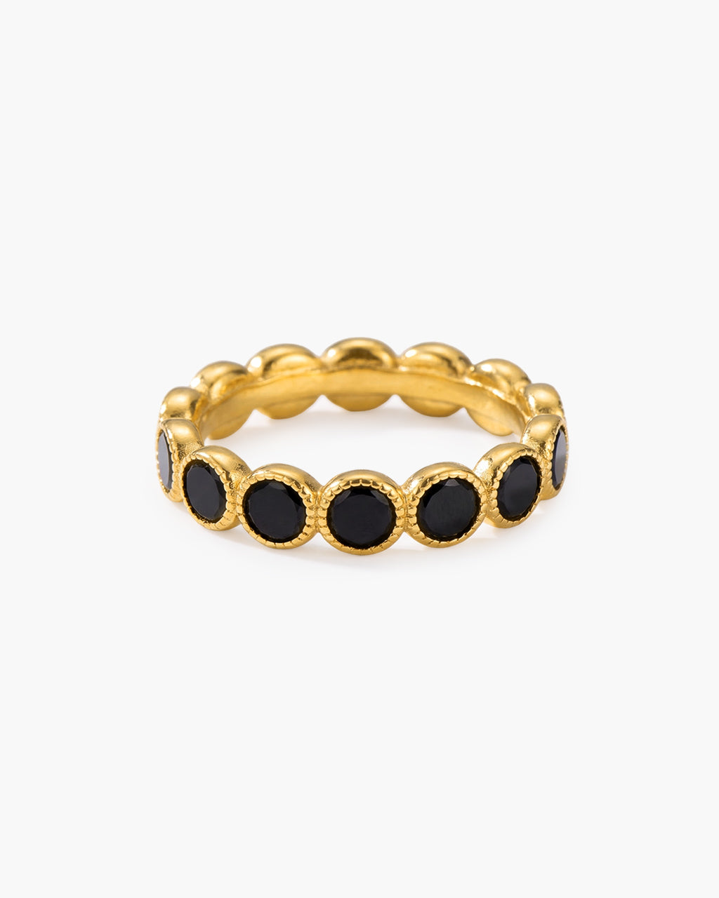 Beaded Circle Eternity Band Waterproof Gold Ring