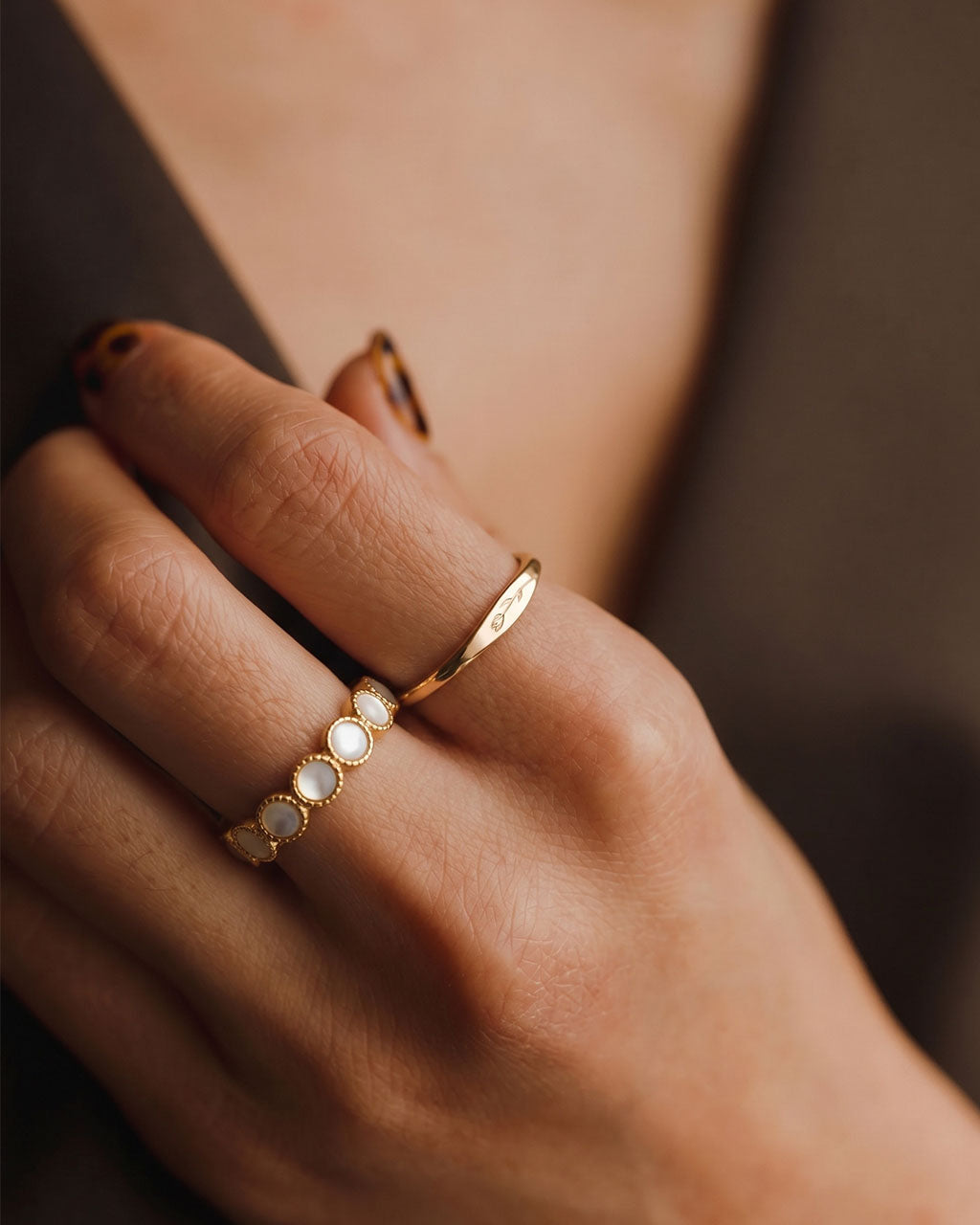 Beaded Circle Eternity Band Waterproof Gold Ring