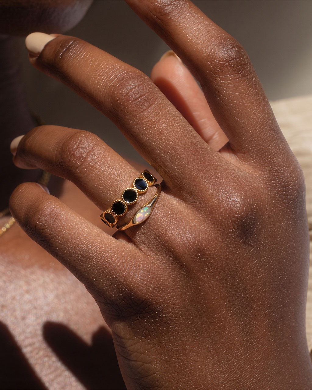 Beaded Circle Eternity Band Waterproof Gold Ring