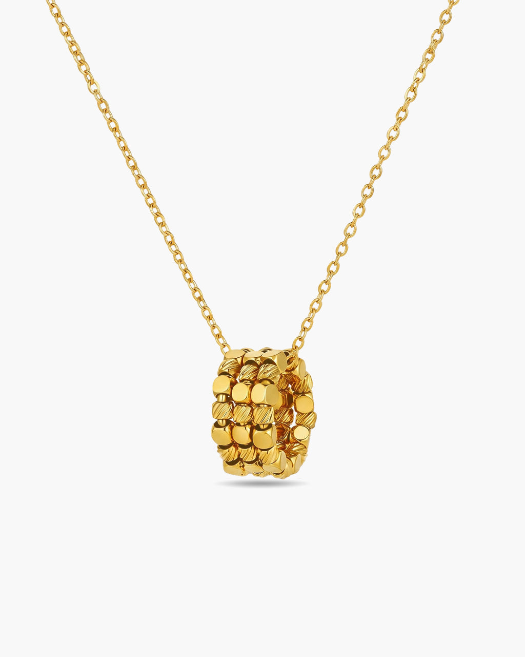 Bold Triple Row Bead Circle Waterproof Gold Necklace