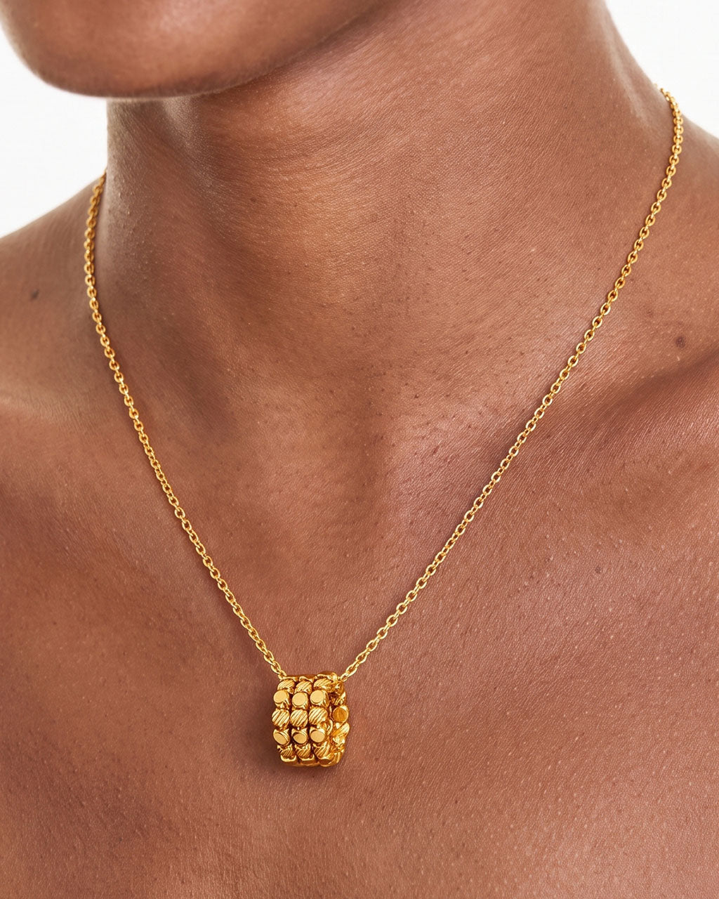 Bold Triple Row Bead Circle Waterproof Gold Necklace