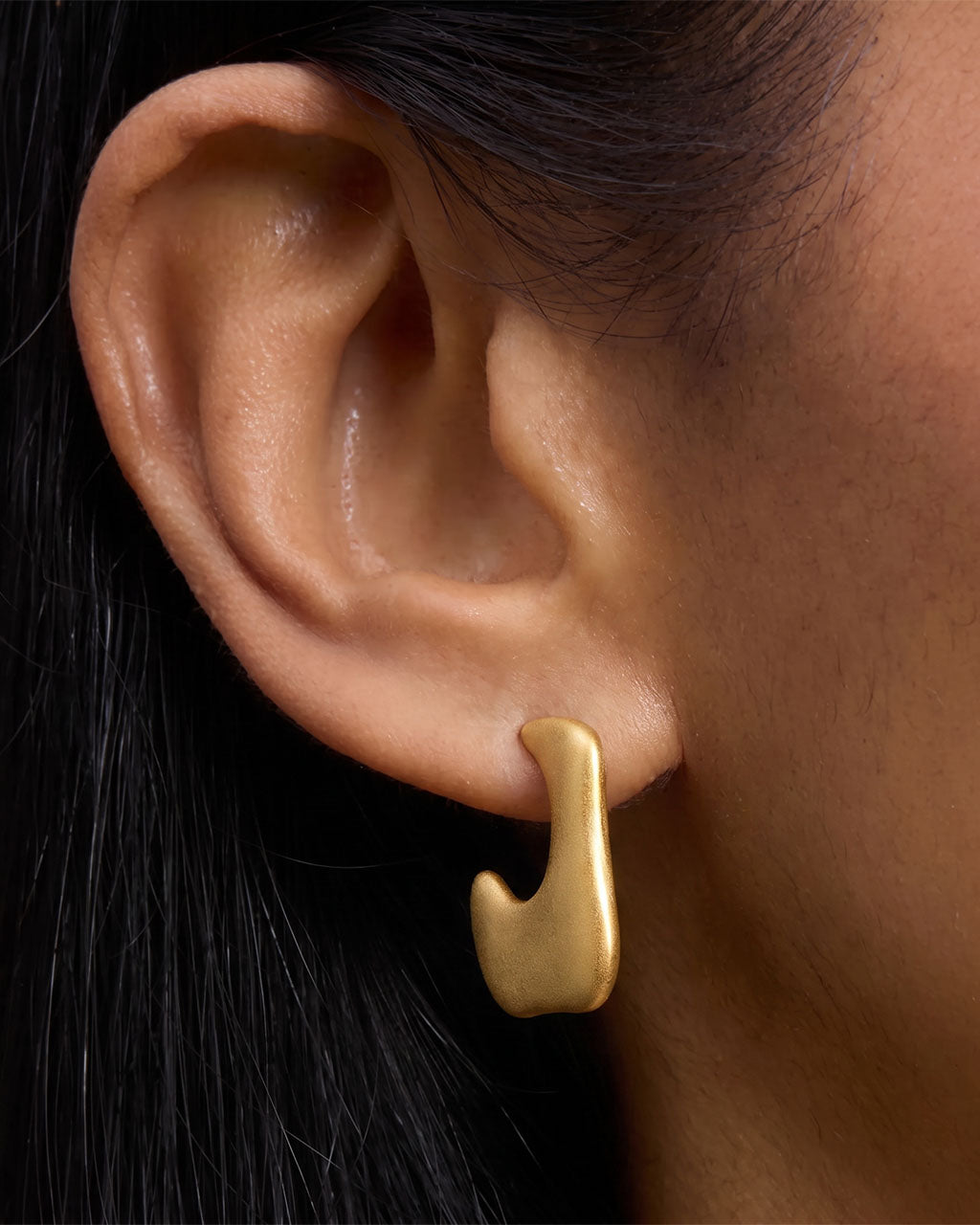 Brushed Square Hoop Statement Waterproof Gold Earrings