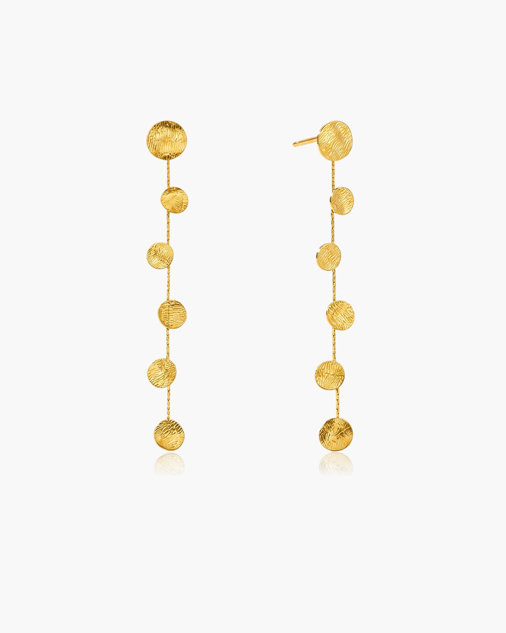 Cascading Disc Linear Drop Waterproof Gold Earrings