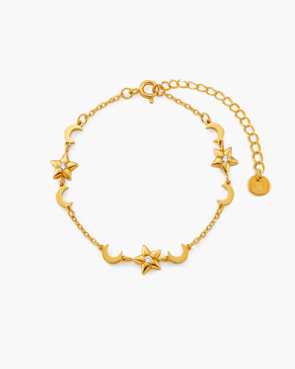 Celestial Moon & Star Sparkle Waterproof Gold Bracelet