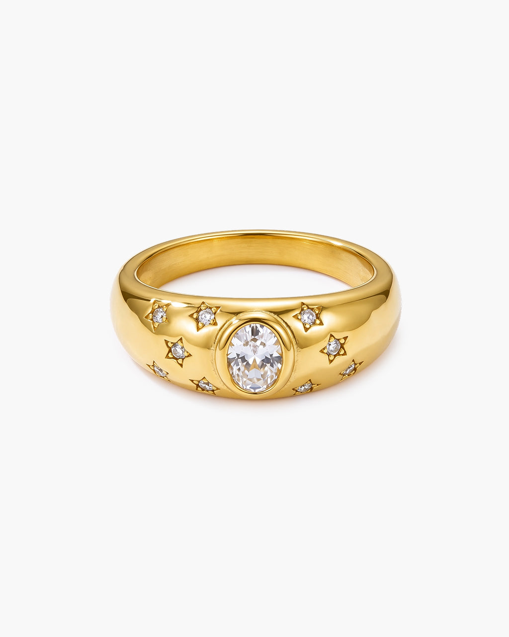 Celestial Star Set Halo Dome Band Waterproof Gold Ring