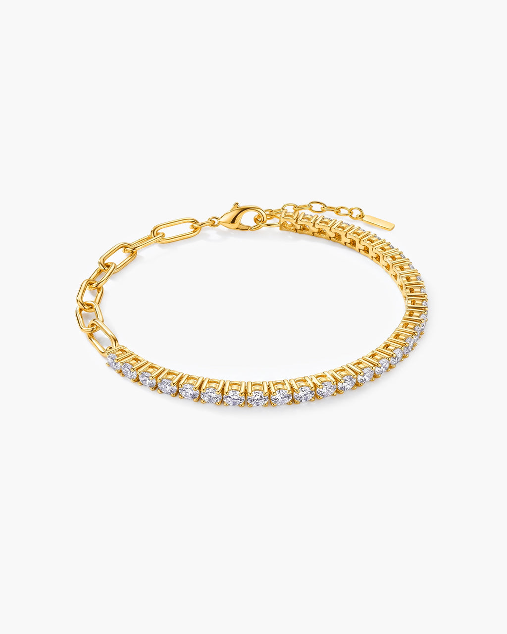 Chic Half Tennis Half Chain Waterproof Gold Bracelet
