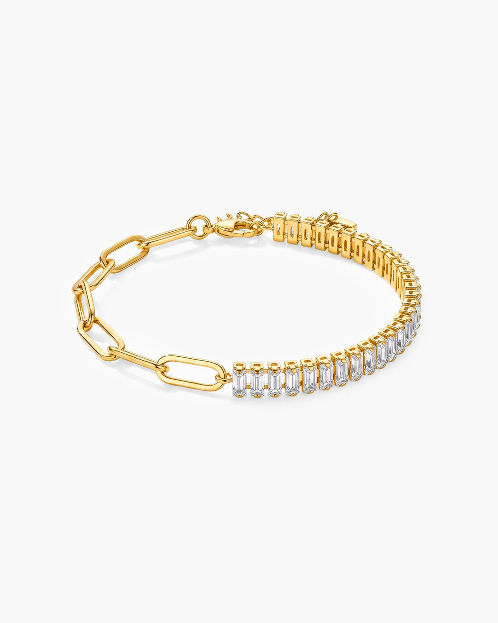 Chic Half Tennis Half Chain Waterproof Gold Bracelet