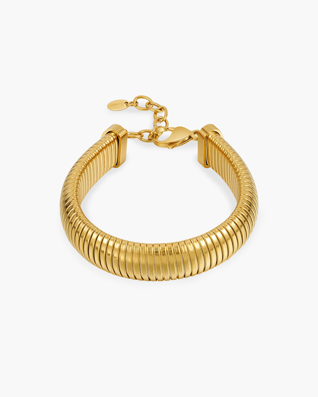 Chunky Coiled Herringbone Waterproof Gold Bracelet