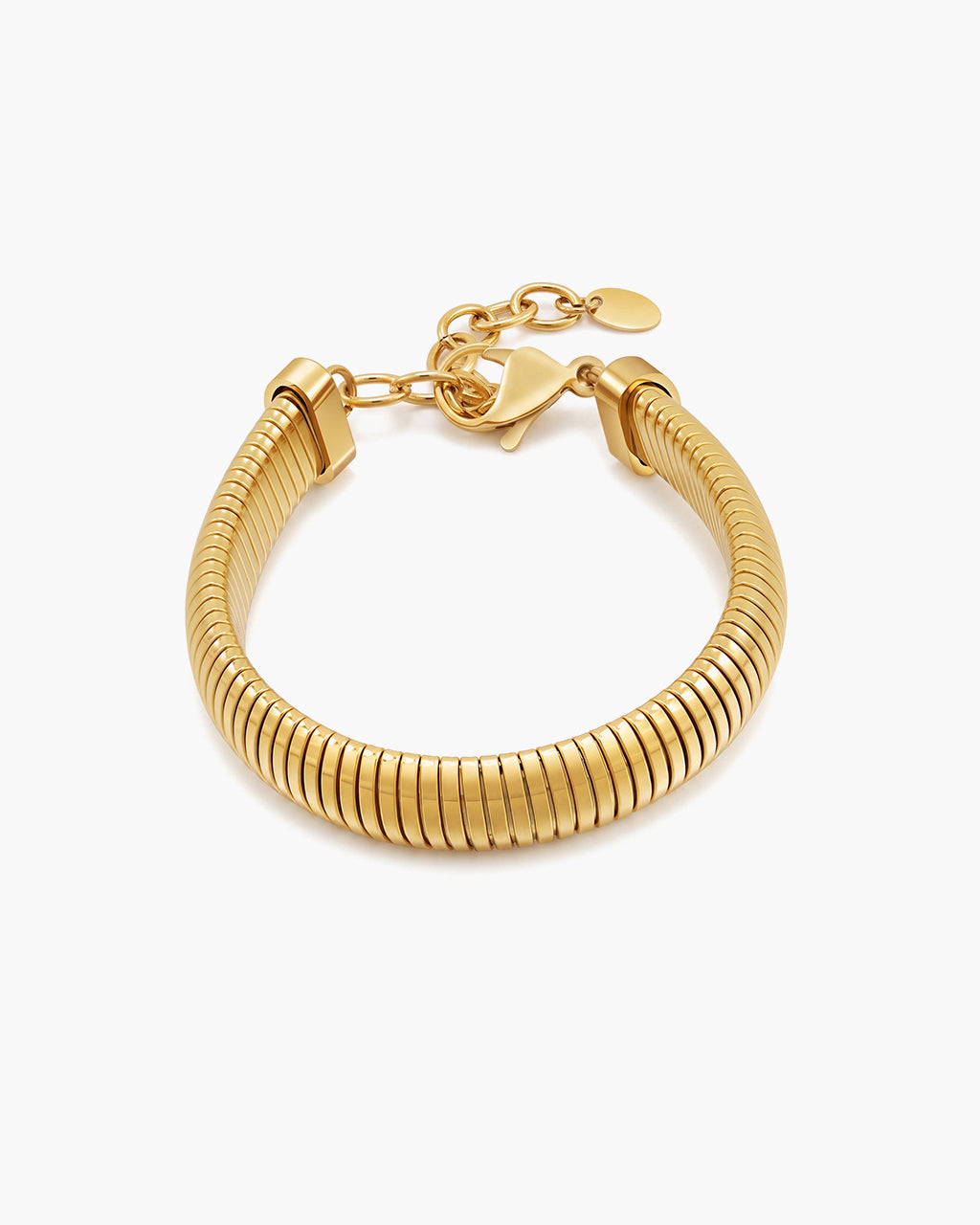 Chunky Coiled Herringbone Waterproof Gold Bracelet