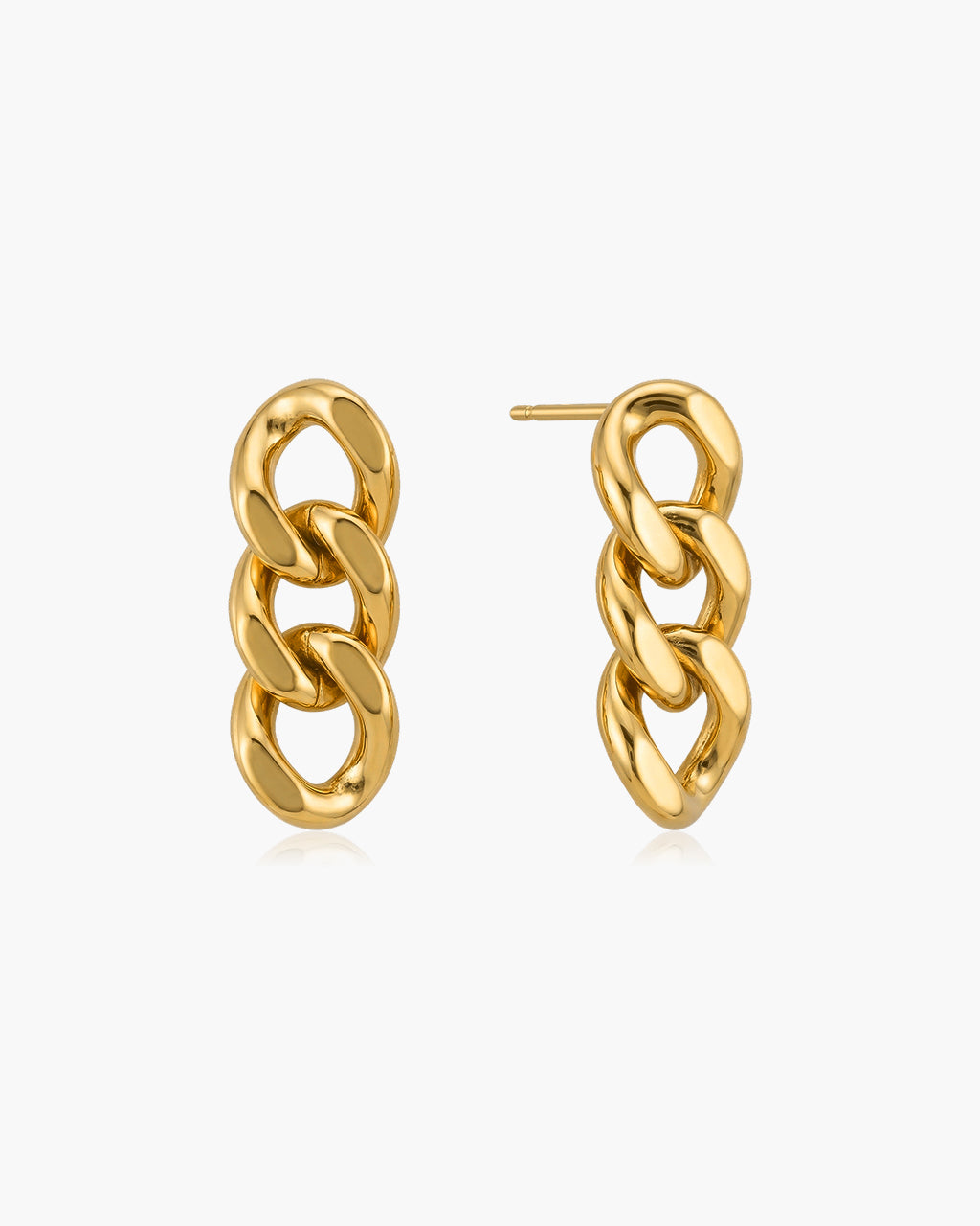 Chunky Curb Chain Link Drop Waterproof Gold Earrings