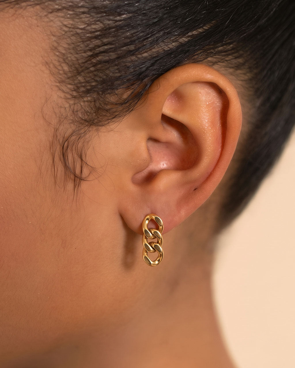 Chunky Curb Chain Link Drop Waterproof Gold Earrings