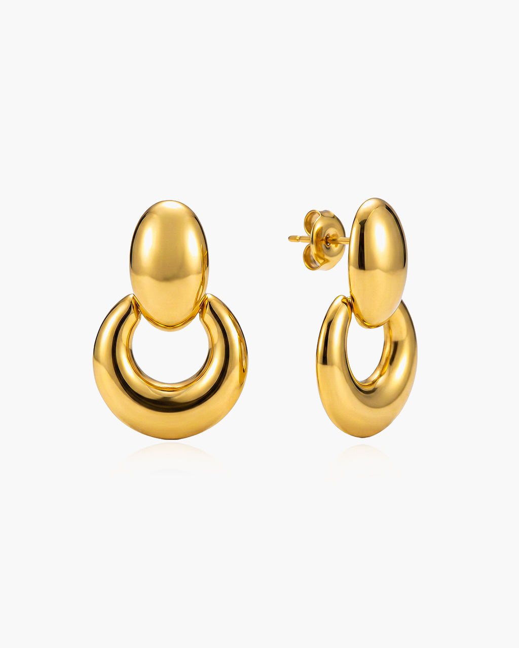 Chunky Door Knocker Drop Waterproof Gold Earrings
