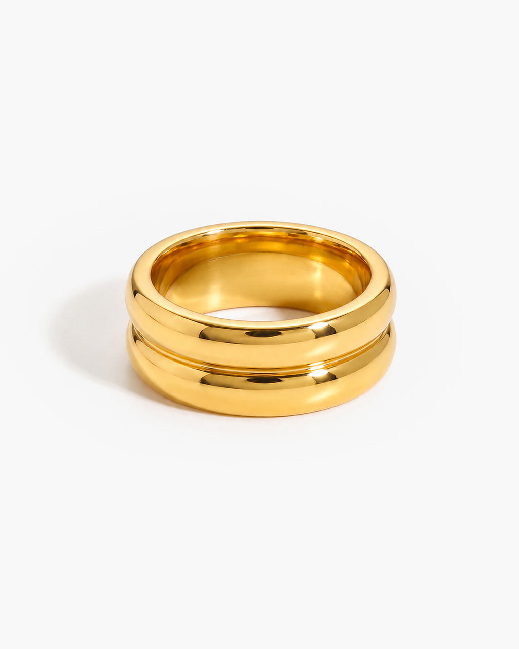 Chunky Double Band Gold Waterproof Statement Ring