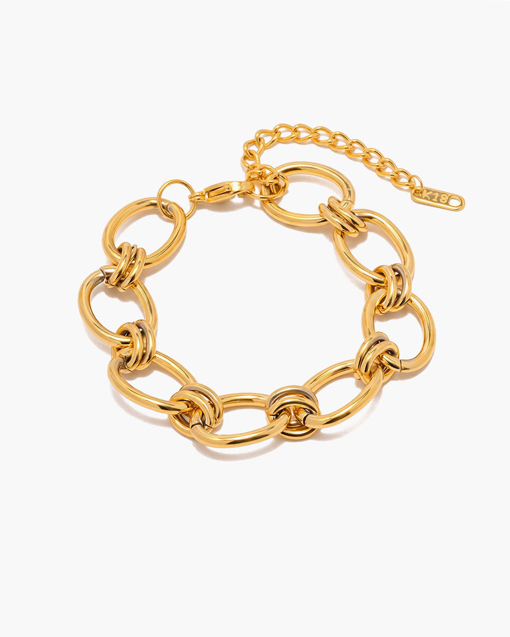 Chunky Double Knot Link Chain Waterproof Gold Bracelet