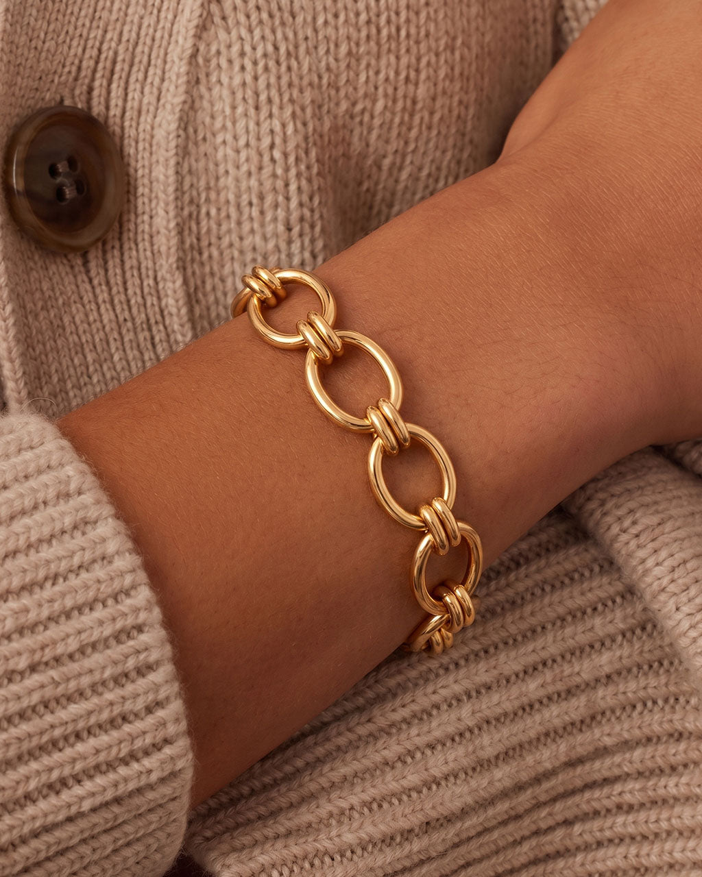 Chunky Double Knot Link Chain Waterproof Gold Bracelet