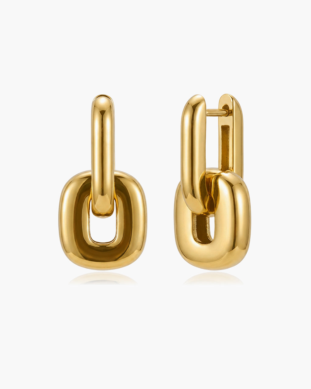 Chunky Interlocking Link Waterproof Gold Earrings