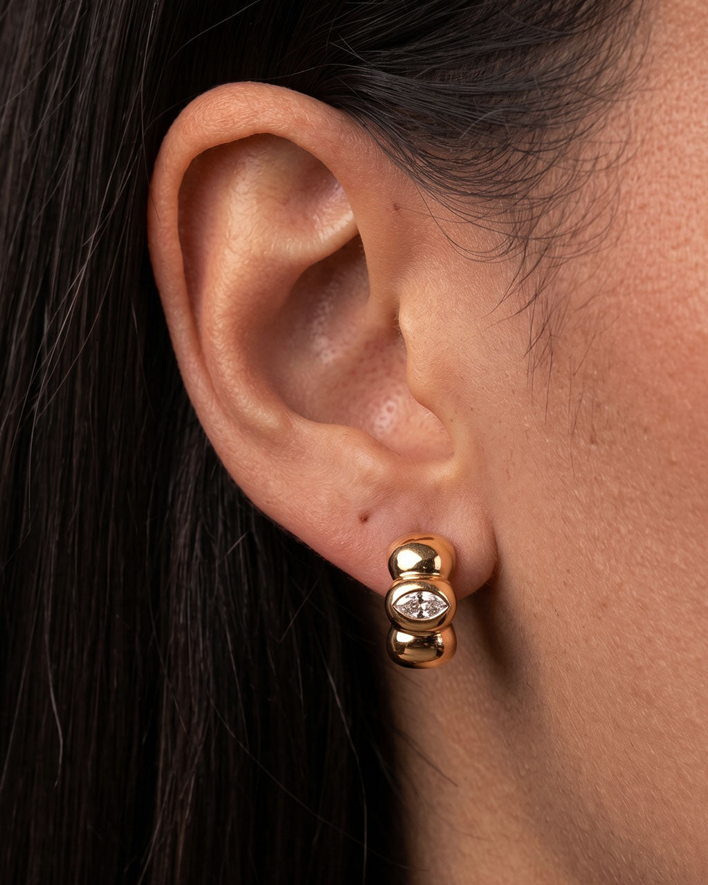 Chunky Marquise Bubble Hoop Waterproof Gold Earrings