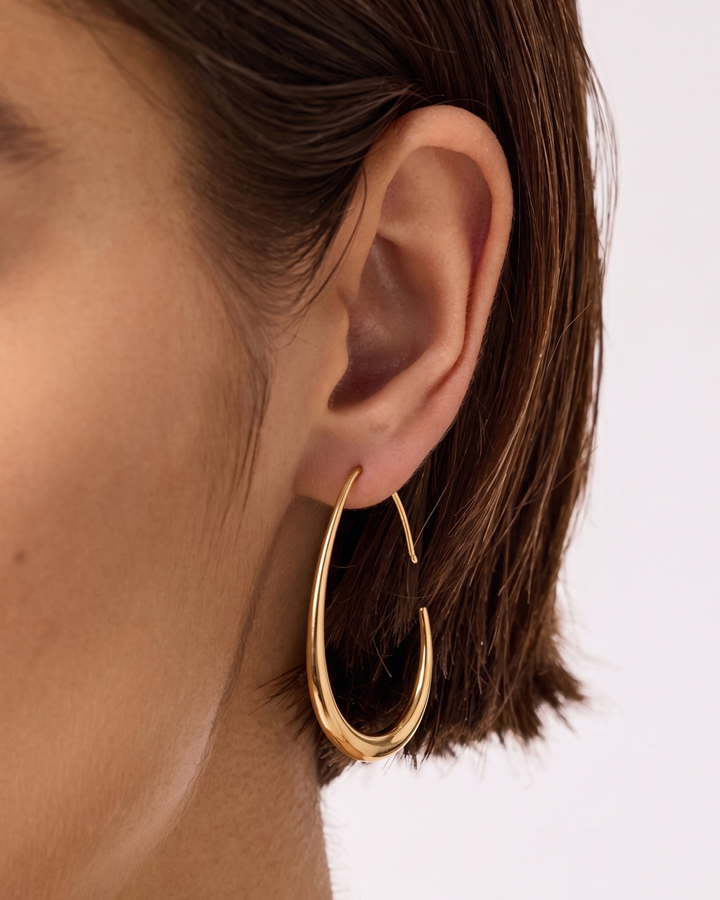 Chunky Open Teardrop Hoop Waterproof Gold Earrings