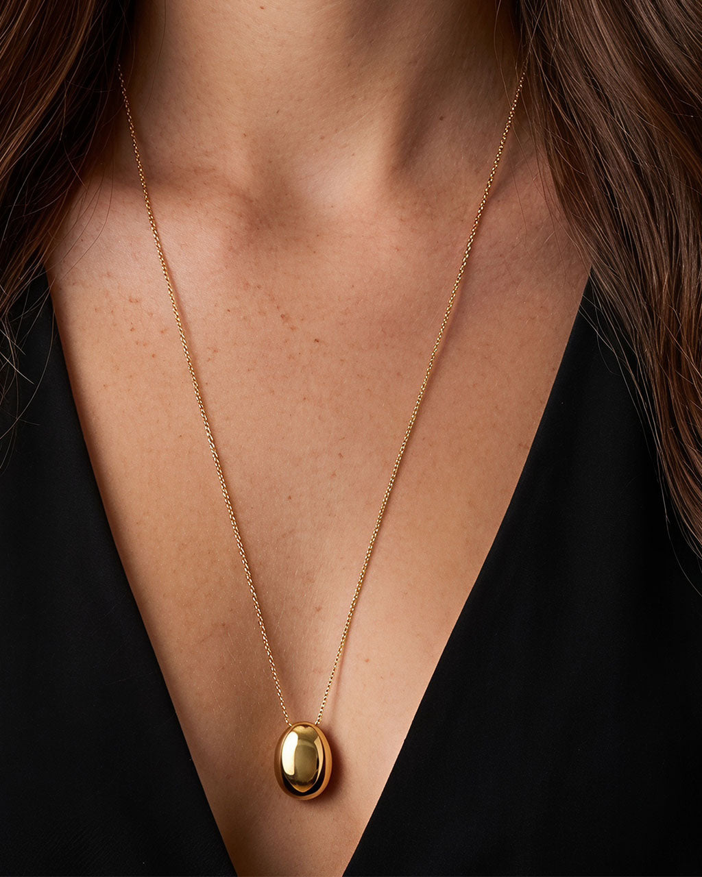 Chunky Pebble Drop Rolo Chain Waterproof Gold Necklace