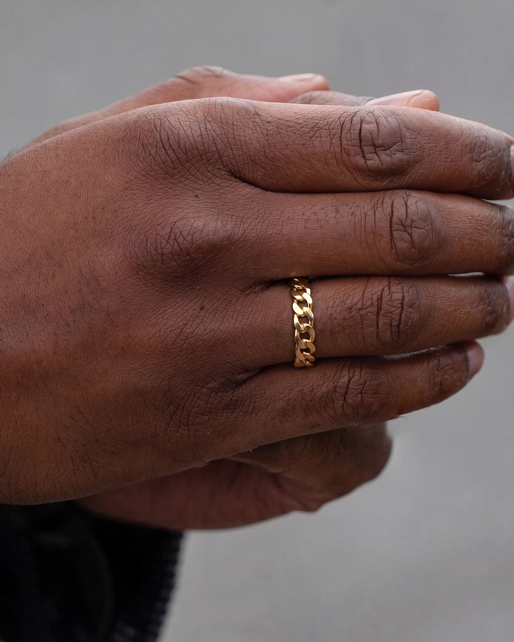 Chunky Polished Curb Chain Band Waterproof Gold Ring