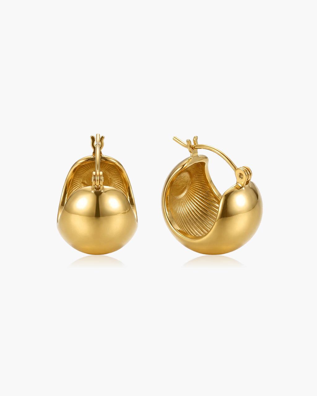 Chunky Rounded Dome Hoop Waterproof Gold Earrings