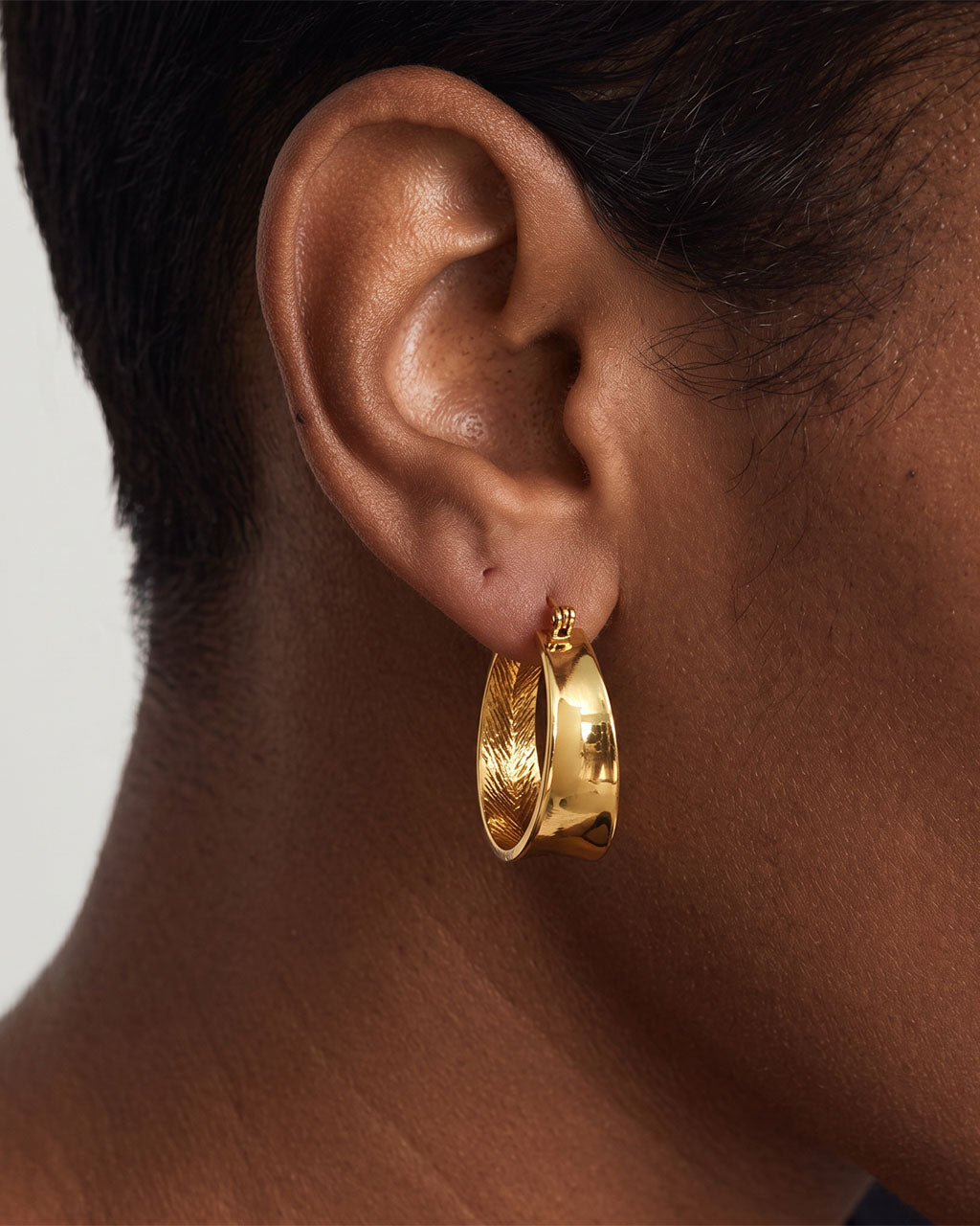 Chunky Tapered Flat Hoop Waterproof Gold Earrings