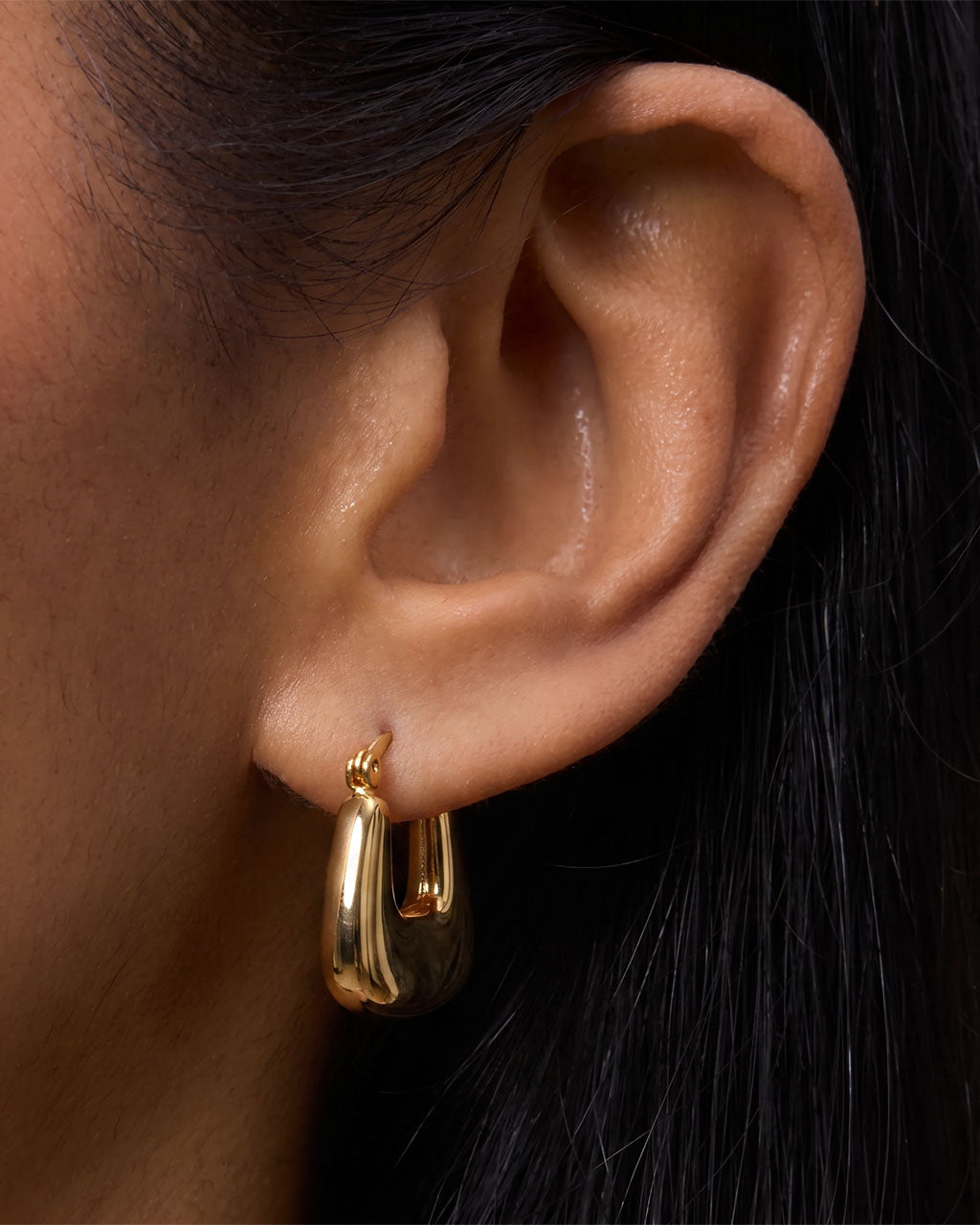 Chunky Trapezoid Huggie Hoop Waterproof Gold Earrings