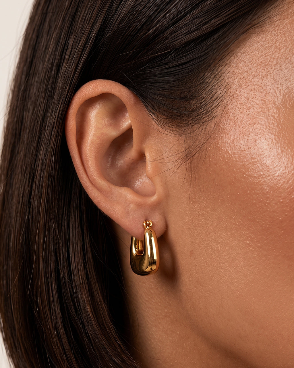 Chunky Trapezoid Huggie Hoop Waterproof Gold Earrings