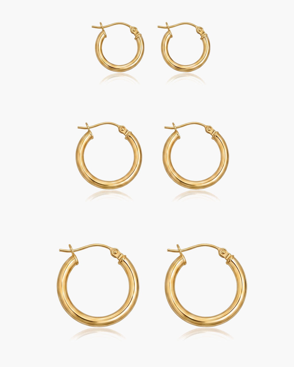 Chunky Triple Hoop Gold Waterproof Earrings Bundle