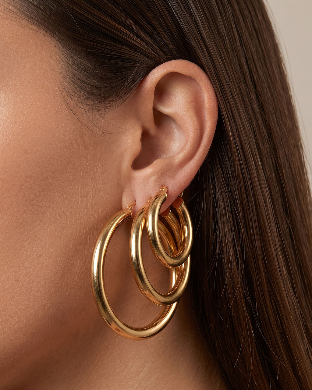 Chunky Triple Hoop Gold Waterproof Earrings Bundle
