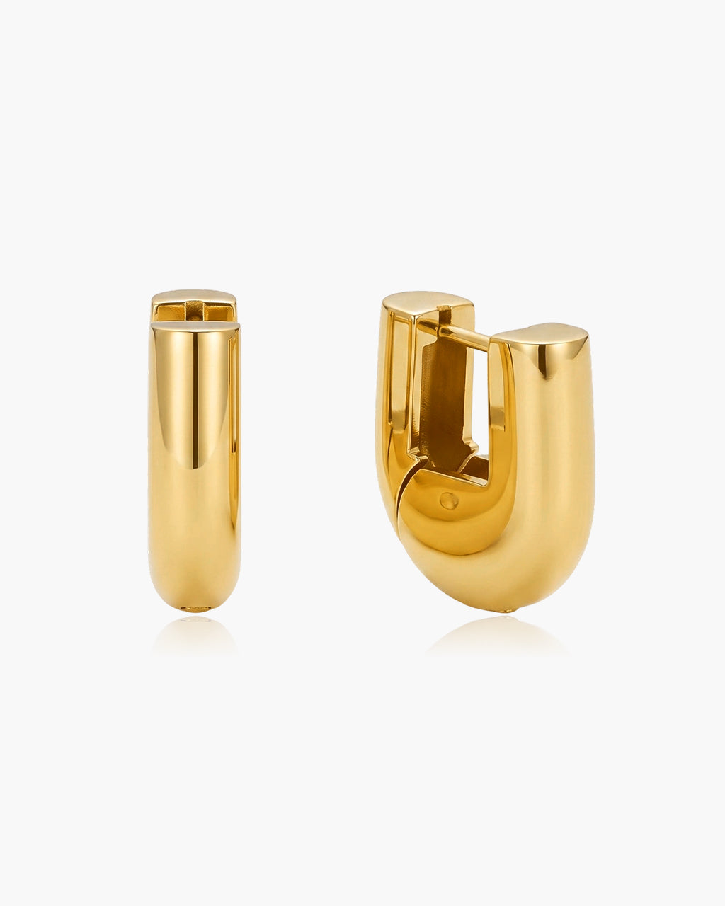 Chunky U Shape Huggie Hoop Waterproof Gold Earrings