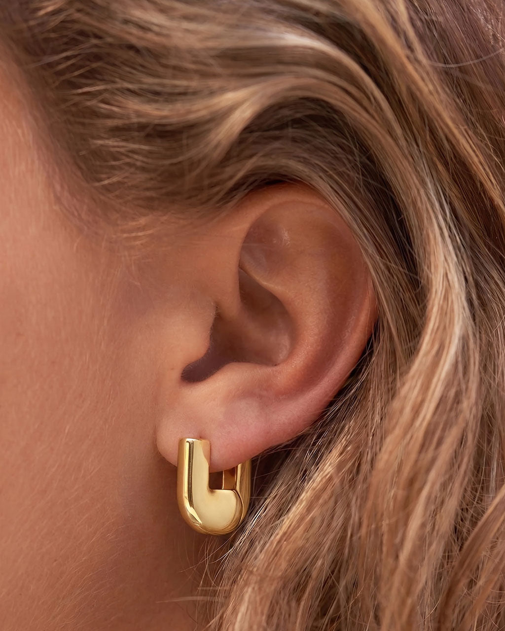 Chunky U Shape Huggie Hoop Waterproof Gold Earrings