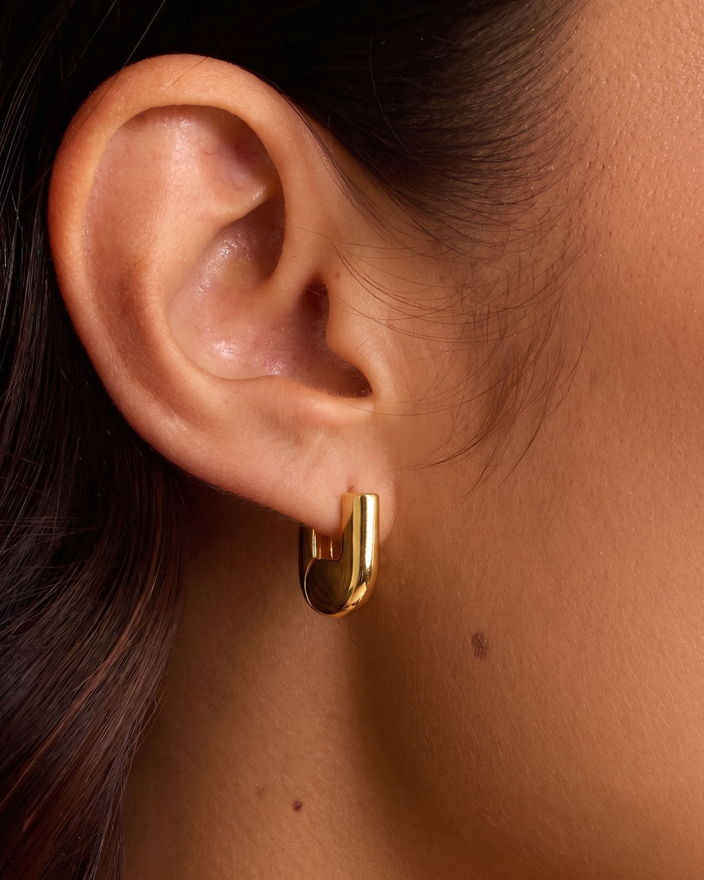 Chunky U Shape Huggie Hoop Waterproof Gold Earrings