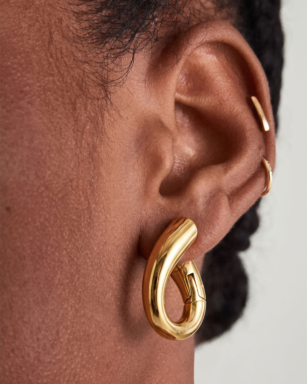 Chunky Wraparound C Hoop Waterproof Gold Earrings