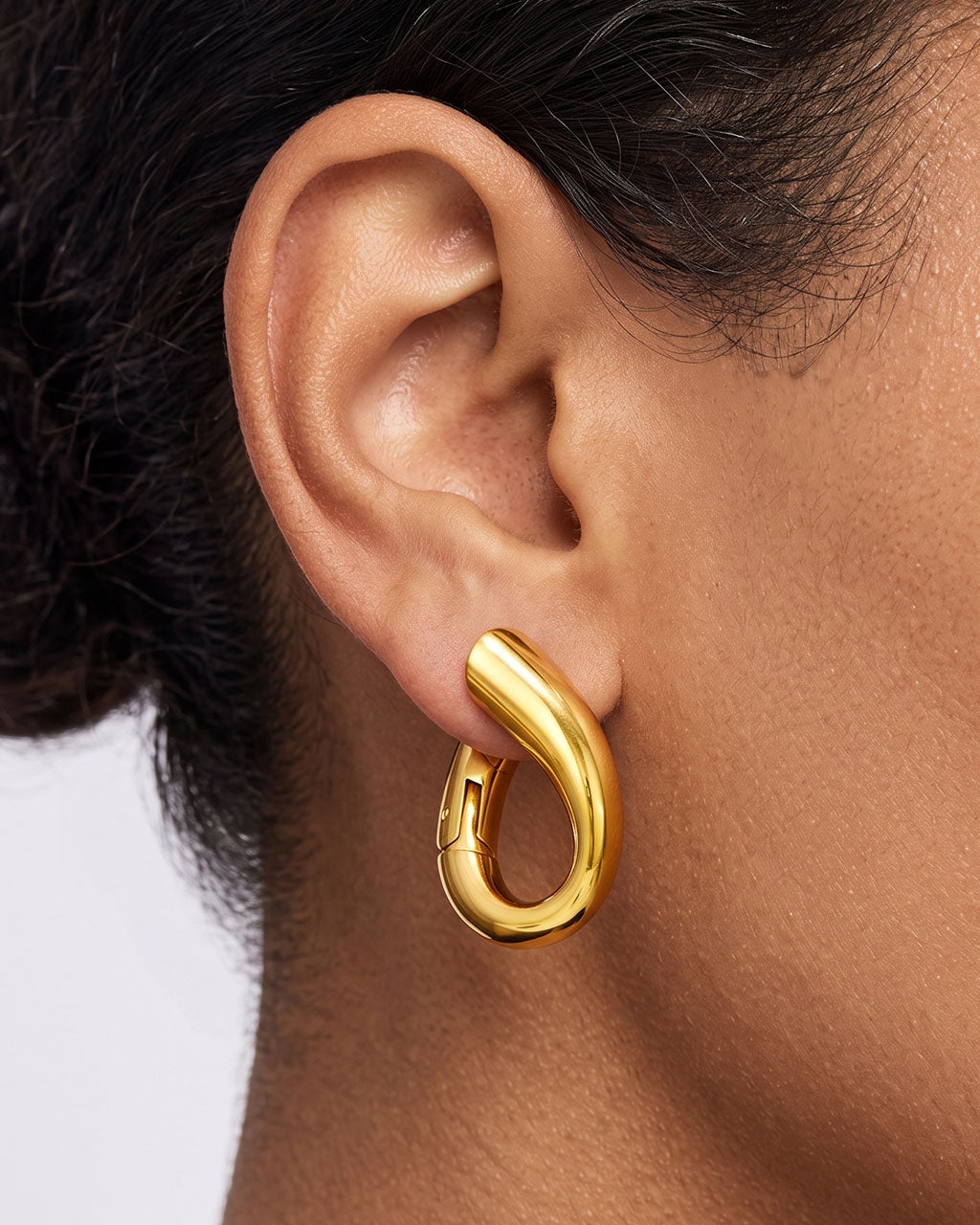 Chunky Wraparound C Hoop Waterproof Gold Earrings