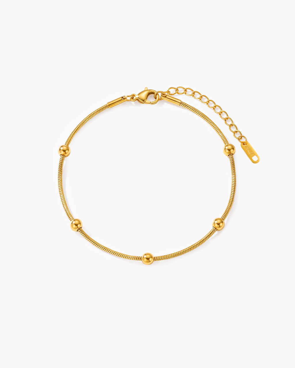 Classic Bead Herringbone Chain Waterproof Gold Anklet