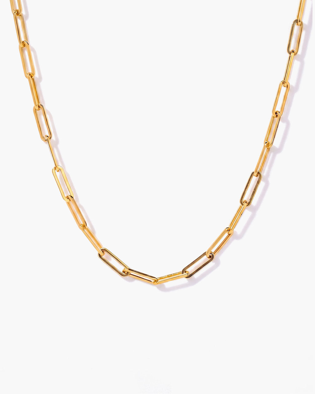 Classic Paperclip Link Chain Waterproof Gold Necklace