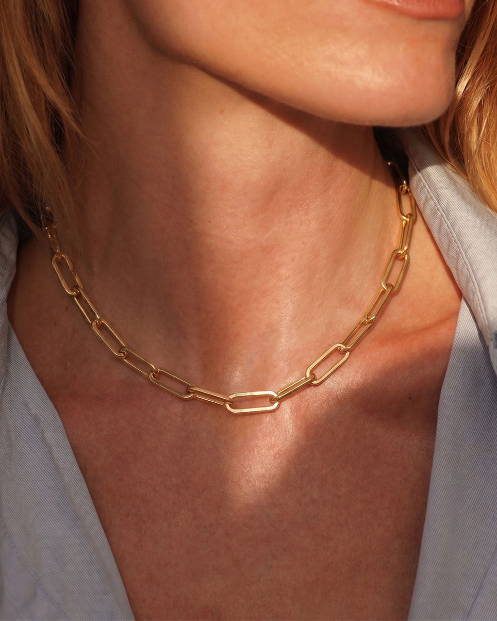 Classic Paperclip Link Chain Waterproof Gold Necklace