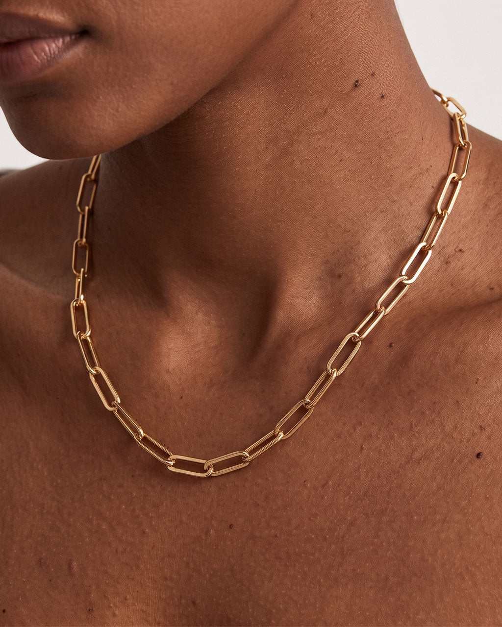 Classic Paperclip Link Chain Waterproof Gold Necklace