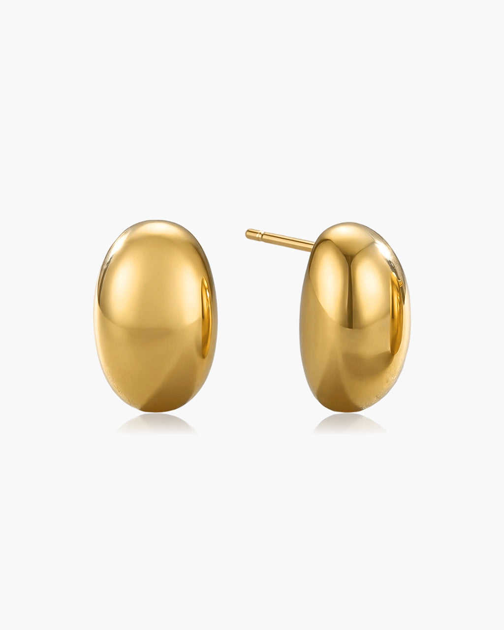 Classic Pebble Dome Stud Waterproof Gold Earrings