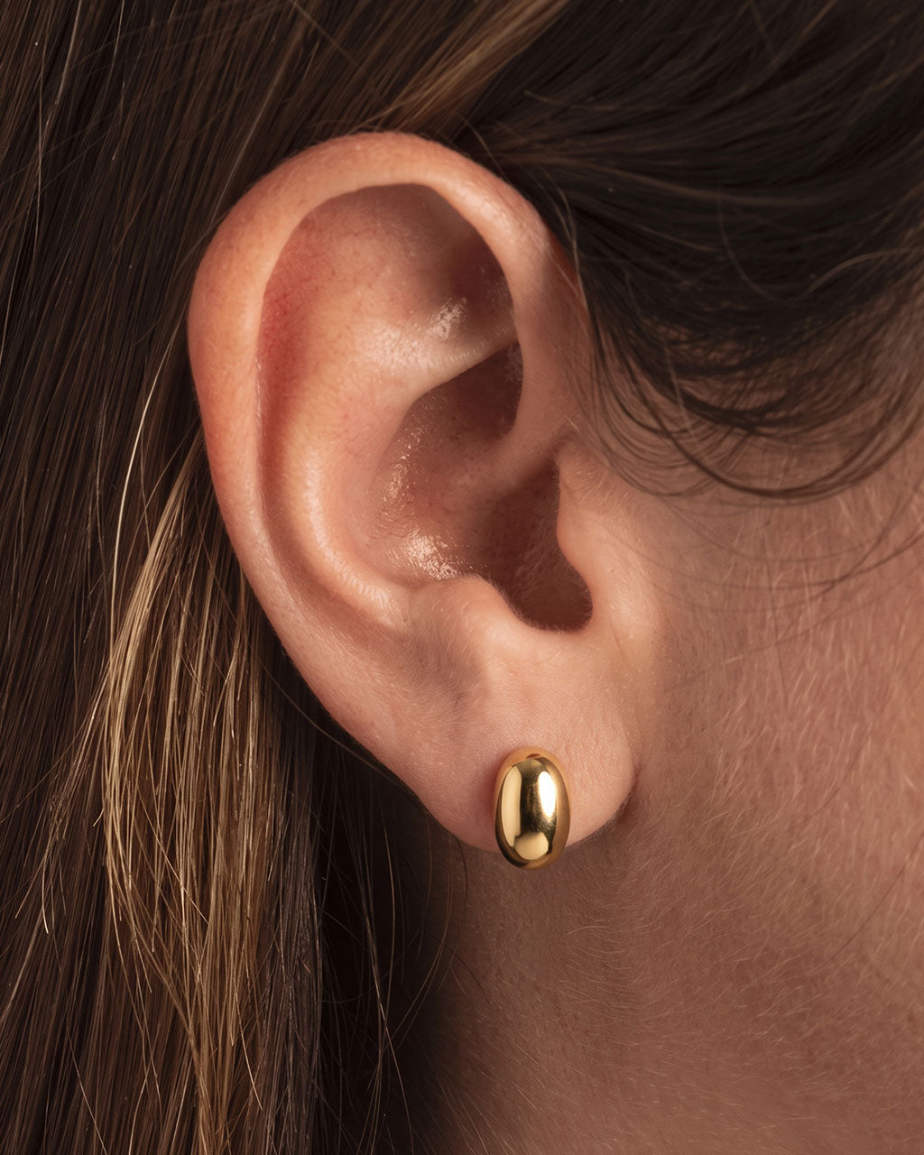 Classic Pebble Dome Stud Waterproof Gold Earrings