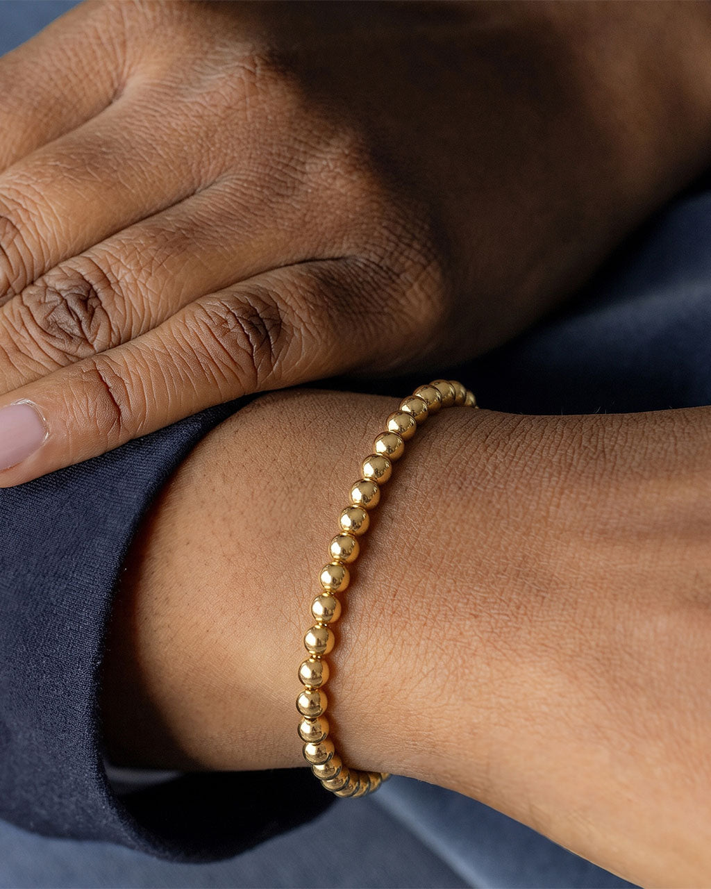 Classic Polished Beaded Waterproof Gold Bracelet