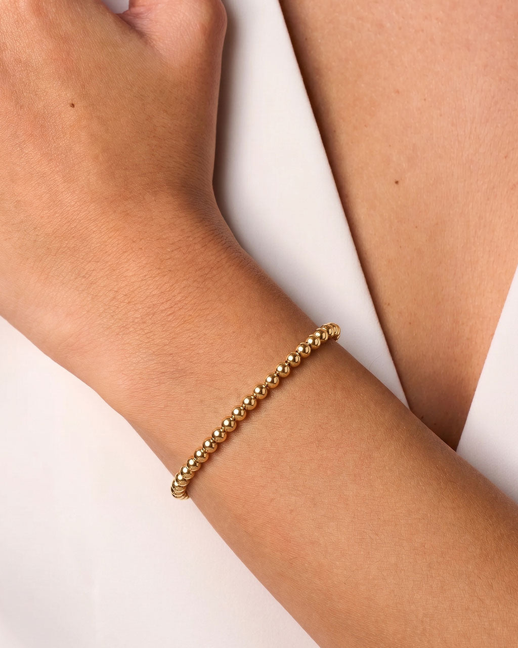 Classic Polished Beaded Waterproof Gold Bracelet