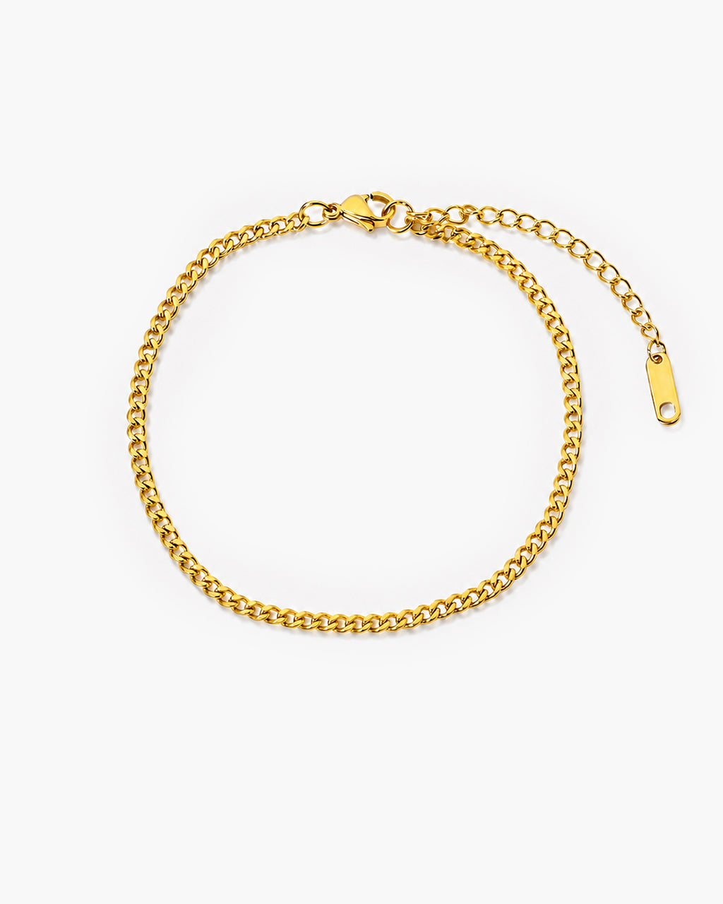 Classic Polished Curb Chain Waterproof Gold Anklet