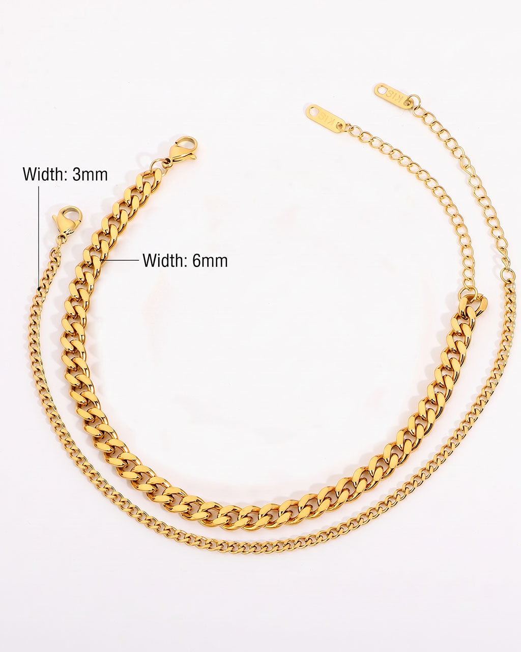 Classic Polished Curb Chain Waterproof Gold Anklet