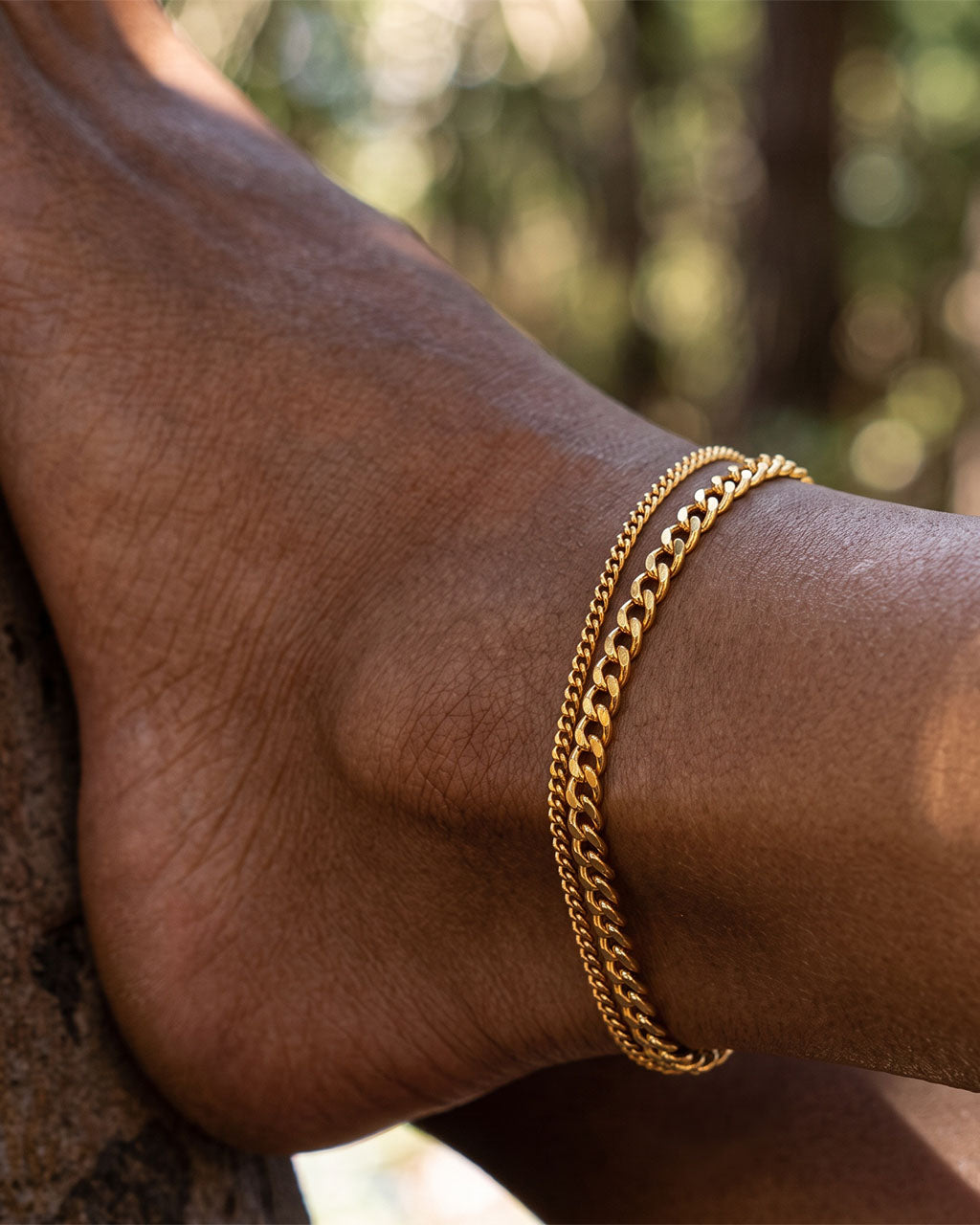 Classic Polished Curb Chain Waterproof Gold Anklet