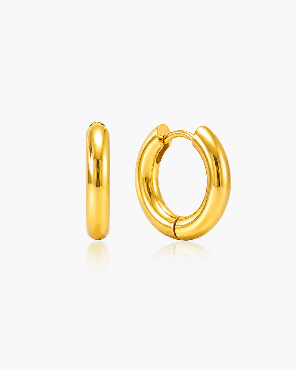 Classic Rounded Huggie Hoop Waterproof Gold Earrings