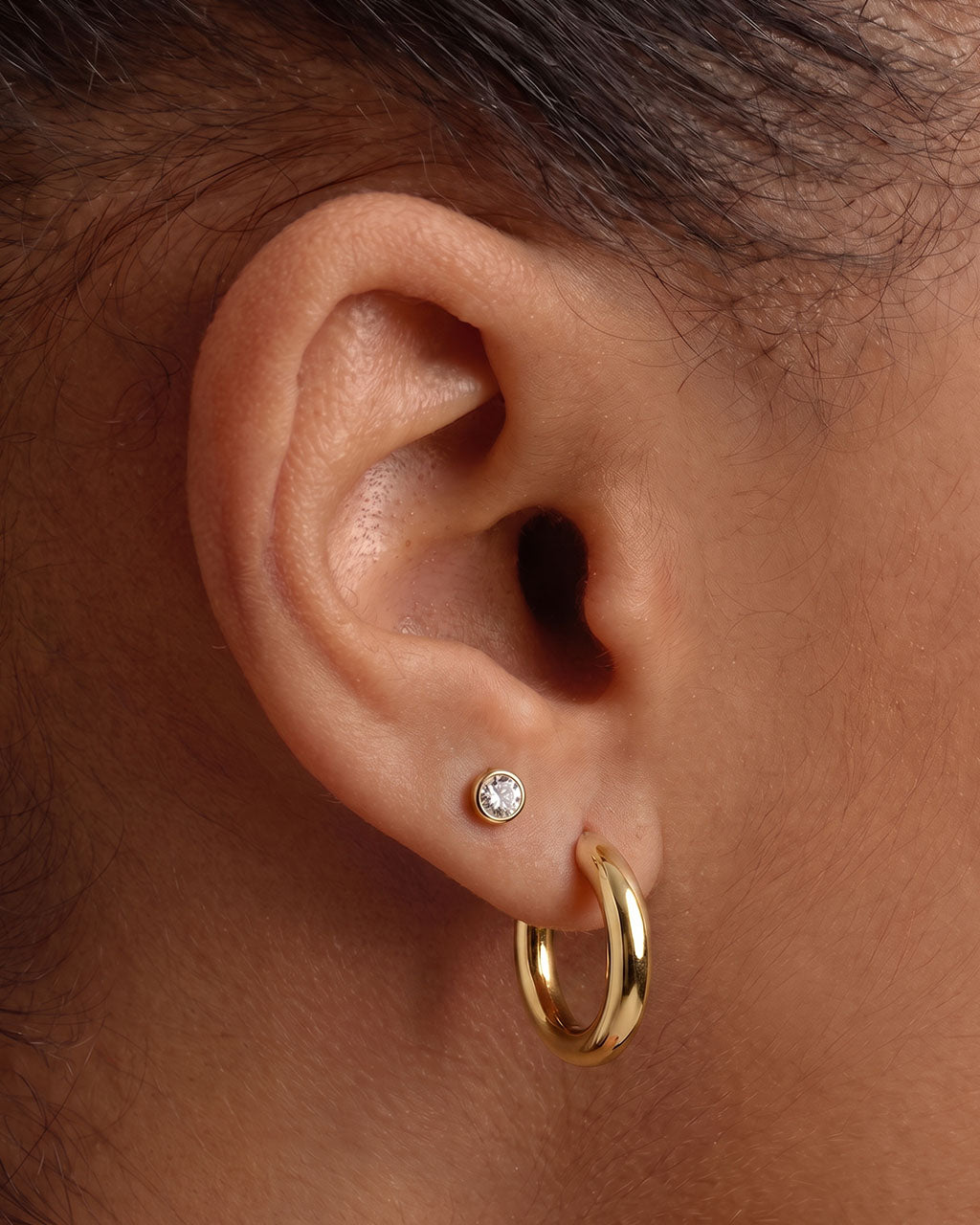 Classic Rounded Huggie Hoop Waterproof Gold Earrings